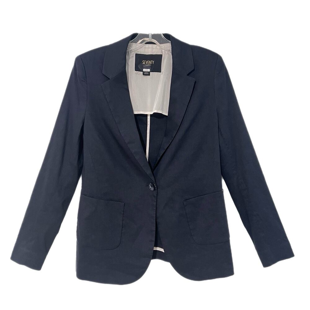 Seventy Venezia Linen Blend Tailored Blazer IT 40 / US 4 Navy Blue Old Money